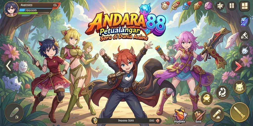 Screenshot gameplay ANDARA88 yang menunjukkan karakter anime bertarung.