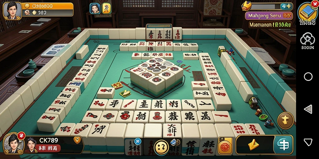 Screenshot CK789 menampilkan gameplay menantang dalam Mahjong.
