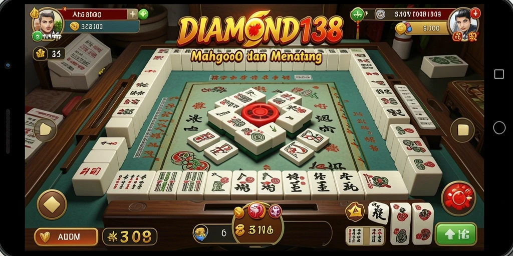 Tampilan gameplay seru DIAMOND138 dengan ubin Mahjong berwarna-warni.