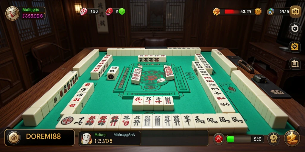 Screenshot menampilkan gameplay Mahjong menarik dalam DOREMI88.