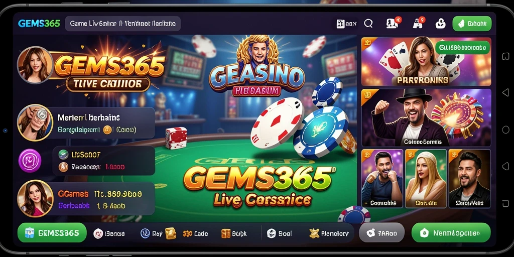 Tampilan Gameplay GEMS365 yang mengesankan dan interaktif dalam Live Casino.
