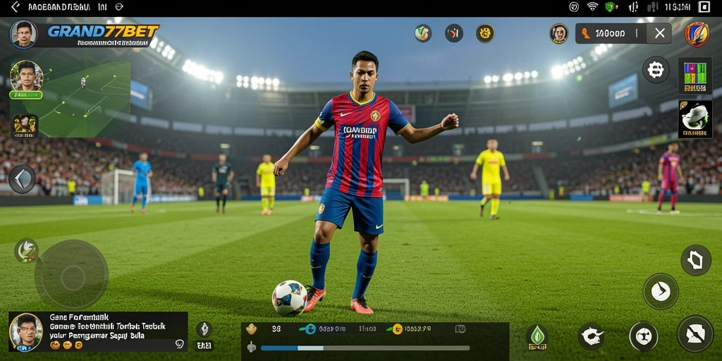 Tampilan gameplay seru dari GRAND77BET di lapangan sepak bola.