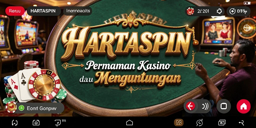 Screenshot utama HARTASPIN menampilkan gameplay seru dengan pilihan permainan Kasino yang menarik.