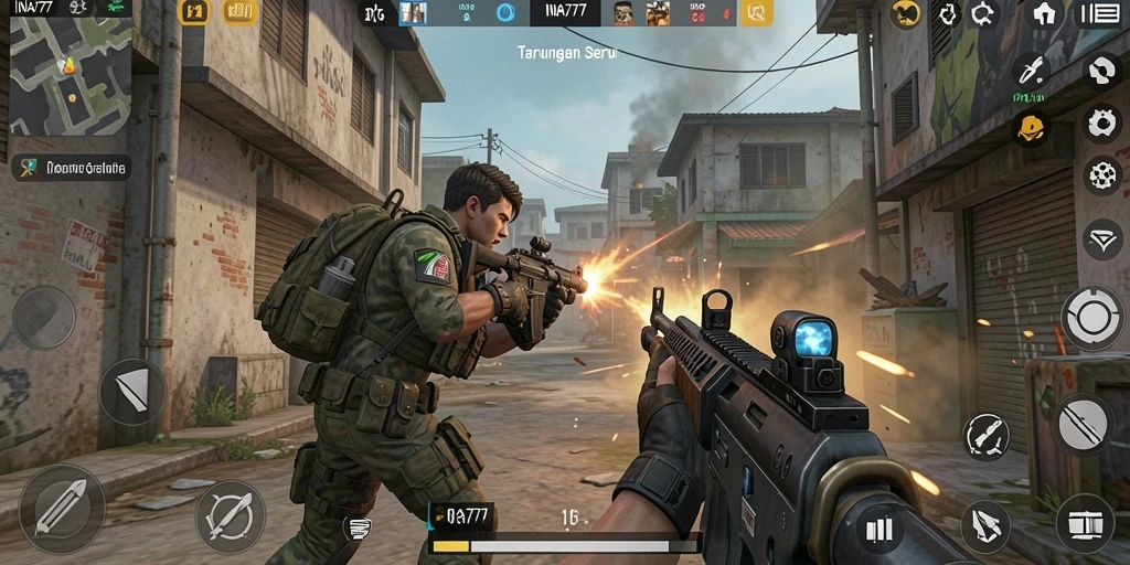 Screenshot gameplay INA777 menampilkan aksi tembak-menembak yang mendebarkan.