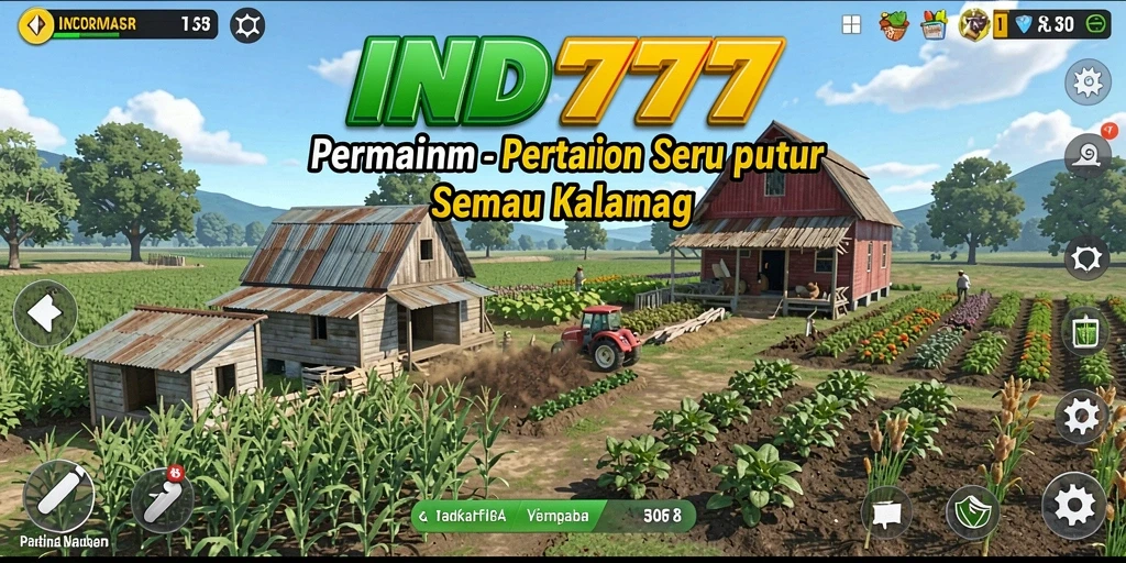 Tampilan gameplay IND777 yang menampilkan pertanian yang indah.