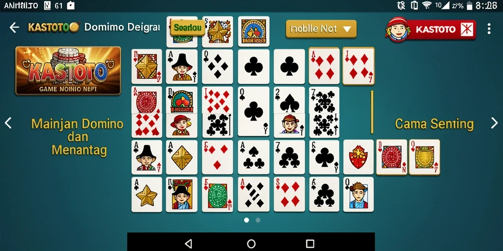 Screenshot gameplay KASTOTO yang menunjukkan aksi domino yang seru.