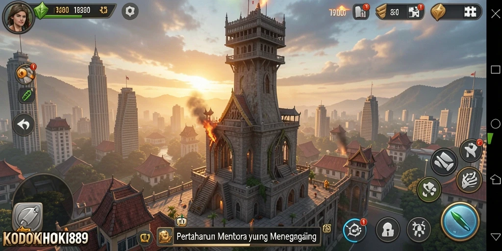 Tampilan gameplay menarik dari KODOKHOKI889 dalam Tower Defense.