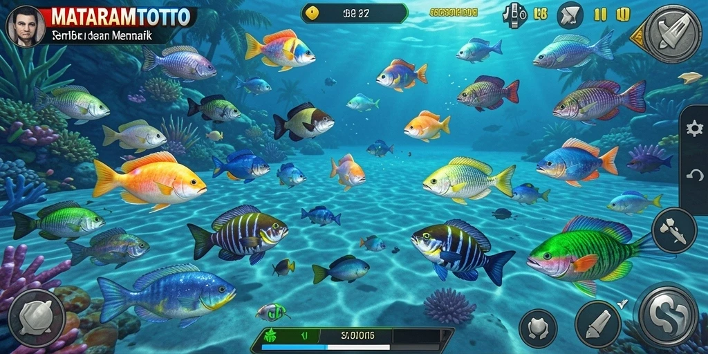 Tangkapan layar MATARAMTOTO menunjukkan aksi menembak ikan yang seru.