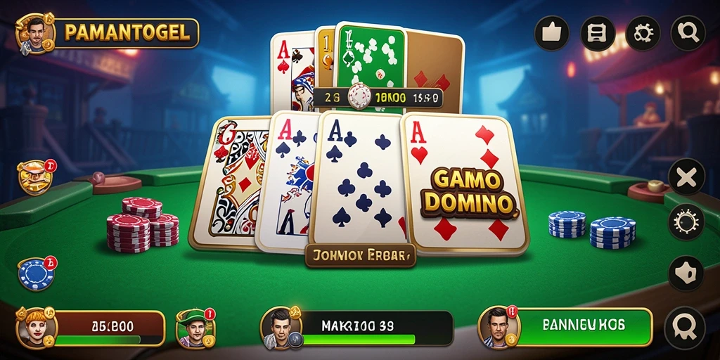 Tampilan gameplay seru dalam PAMANTOGEL, aplikasi Domino yang menarik.
