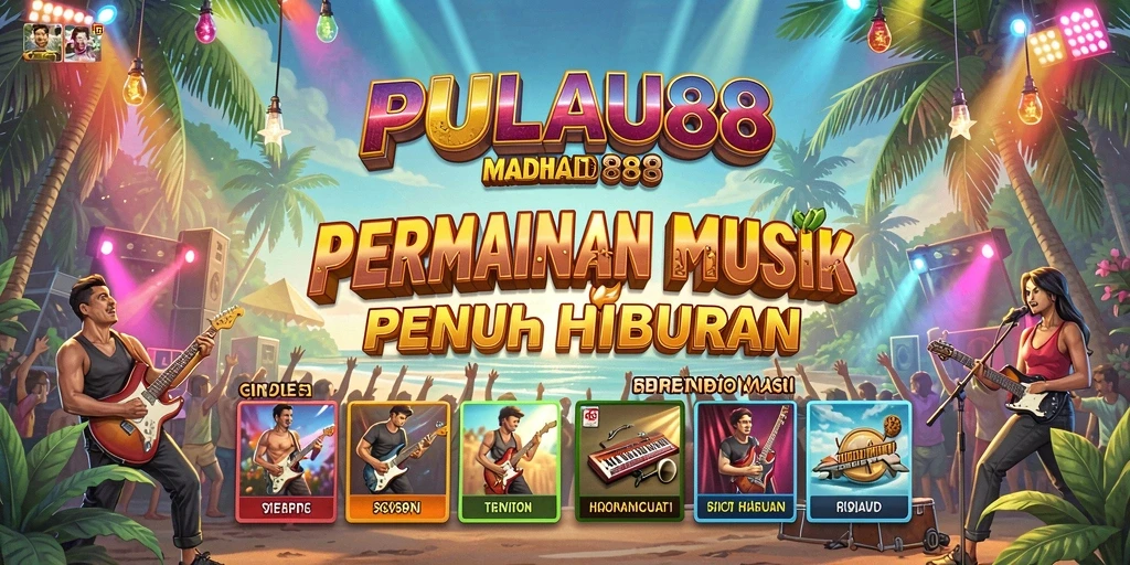 Screenshot PULAU88 menampilkan gameplay seru dengan alat musik dan antarmuka menarik.