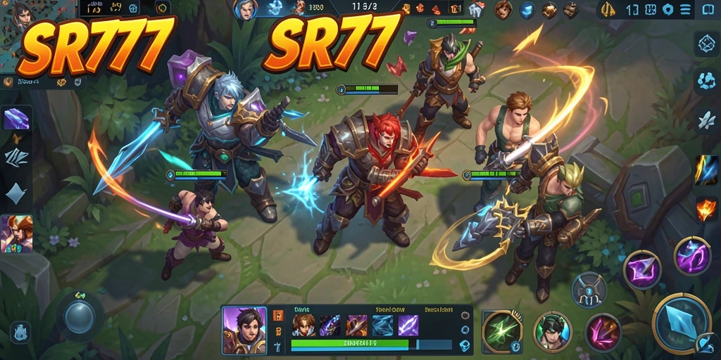Screenshot SR777 menampilkan pertempuran seru dalam gameplay MOBA.