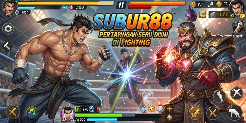 Screenshot menunjukkan pertarungan seru antar karakter di SUBUR88.