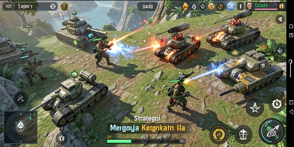 Tampilan gameplay V21 yang seru dengan strategi mendalam.